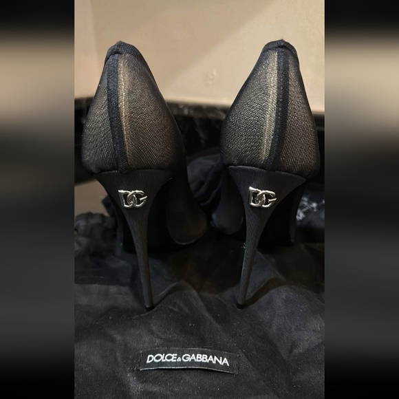 Dolce & Gabbana Black Tulle Thigh-High Boots Size 40 ABOUT 9 - Picture 14 of 14